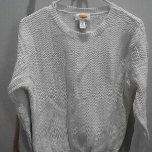 Talbot's Women's White Knit Long Sleeve Pullover Sweater Size-Medium Warm!